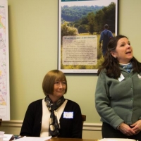 Owner, Lynne Bell, with Ausbon Sargent ExecDir., Debbie Stanley, following the January, 2014 closing of the Stoney Brook Conservation Easement Project. 
