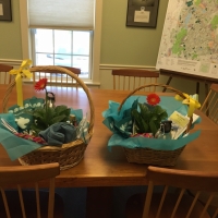 Raffle Gift Baskets prepped to go to the Inn