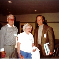 John Garvey (R) stands with his father, Dale Garvey and mother, Sancha.  John served his first term as Vice-Chair in 2003.  Dale Garvey was a member of the founding Board of Trustees in 1987.