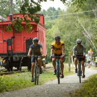 Following lunch at the old depot in Andover, riders headed onto the rail trail.
